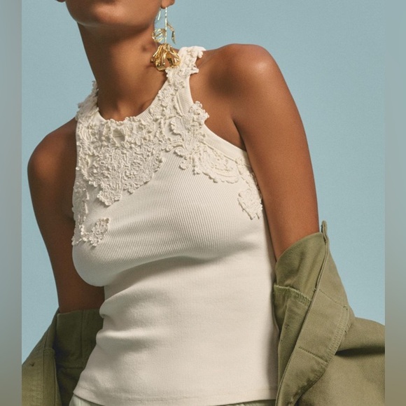 Anthropologie Tops - 🤍Anthropologie The Pippah Lace Applique Tank Size XXS